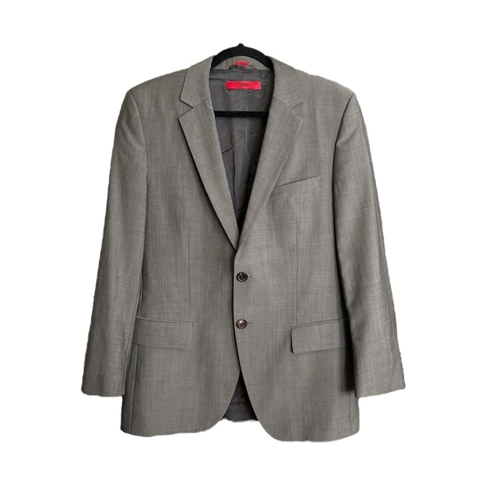 HUGO BOSS Aamon Hago Gray Wool Mohair Sport Coat Blazer‎ Jacket Career, Size 36S